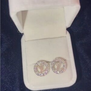 LV Silver Crystal Earrings